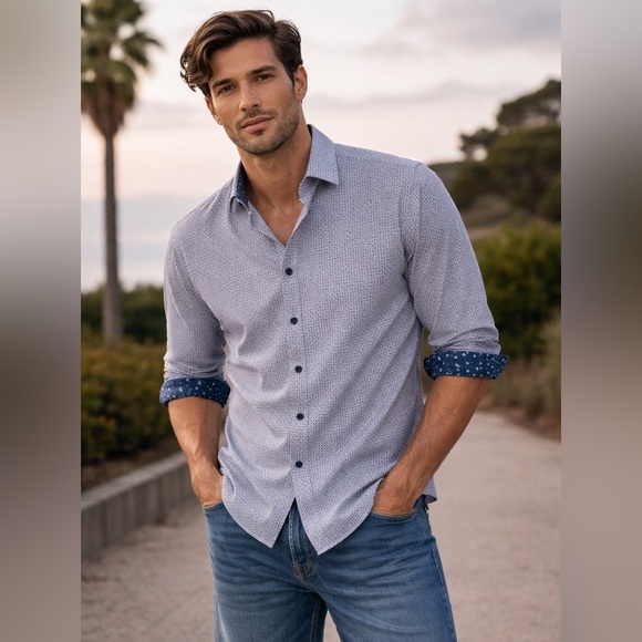 Quieti Other - Quieti long sleeve button down shirt. Mens Size XL Blue Texture accent lining